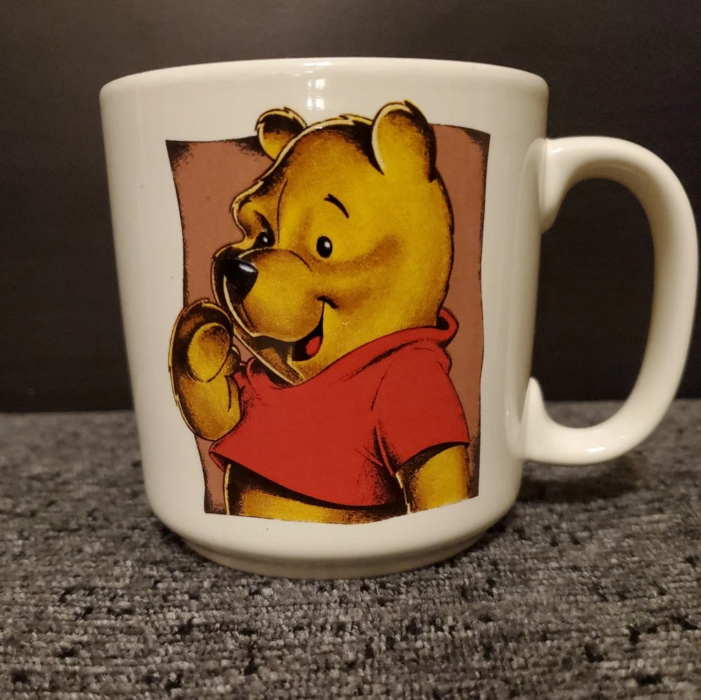 Vintage Disney Winnie The Pooh Coffee Mug, Pink Inside, 12 oz, Made in Thailand